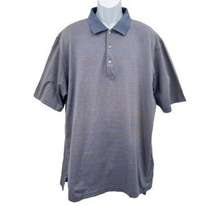 Peter Millar Polo Shirt Adult XL Golf Blue Red Striped Cotton Short Sleeve Mens